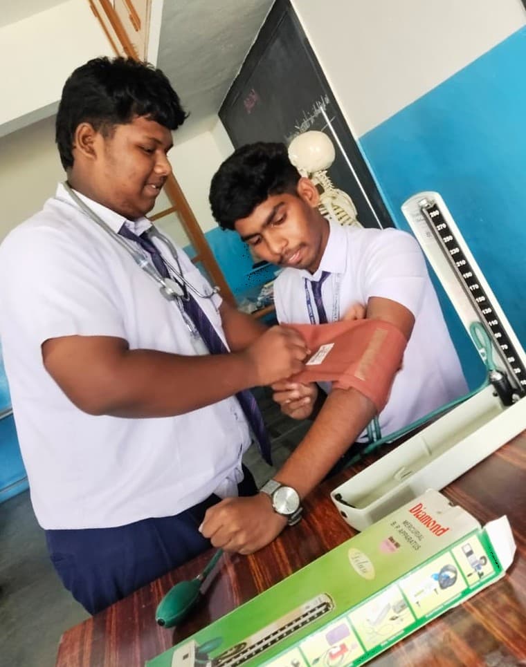 Students learning health checkup